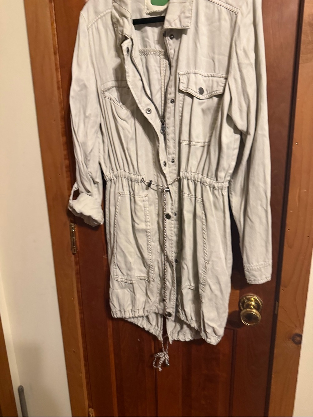 Anthropologie Cream Drawstring Utility Jacket